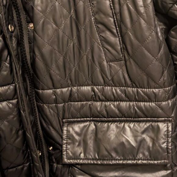 🧥 Women's Long Quilted Winter Parka, Black, SUPER WARM, Hooded Pockets. EXC (S) - Picture 8 of 9